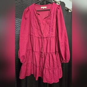 Maroon Long-Sleeve Dress